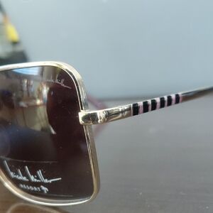 Nicole Miller Gold Frame Sunglasses with Black Accents